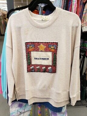 Upcycled December Winter Christmas Sweatshirt